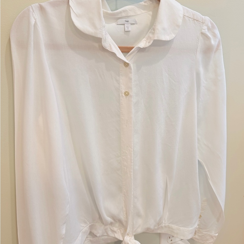 GAP White Blouse with Tie Front